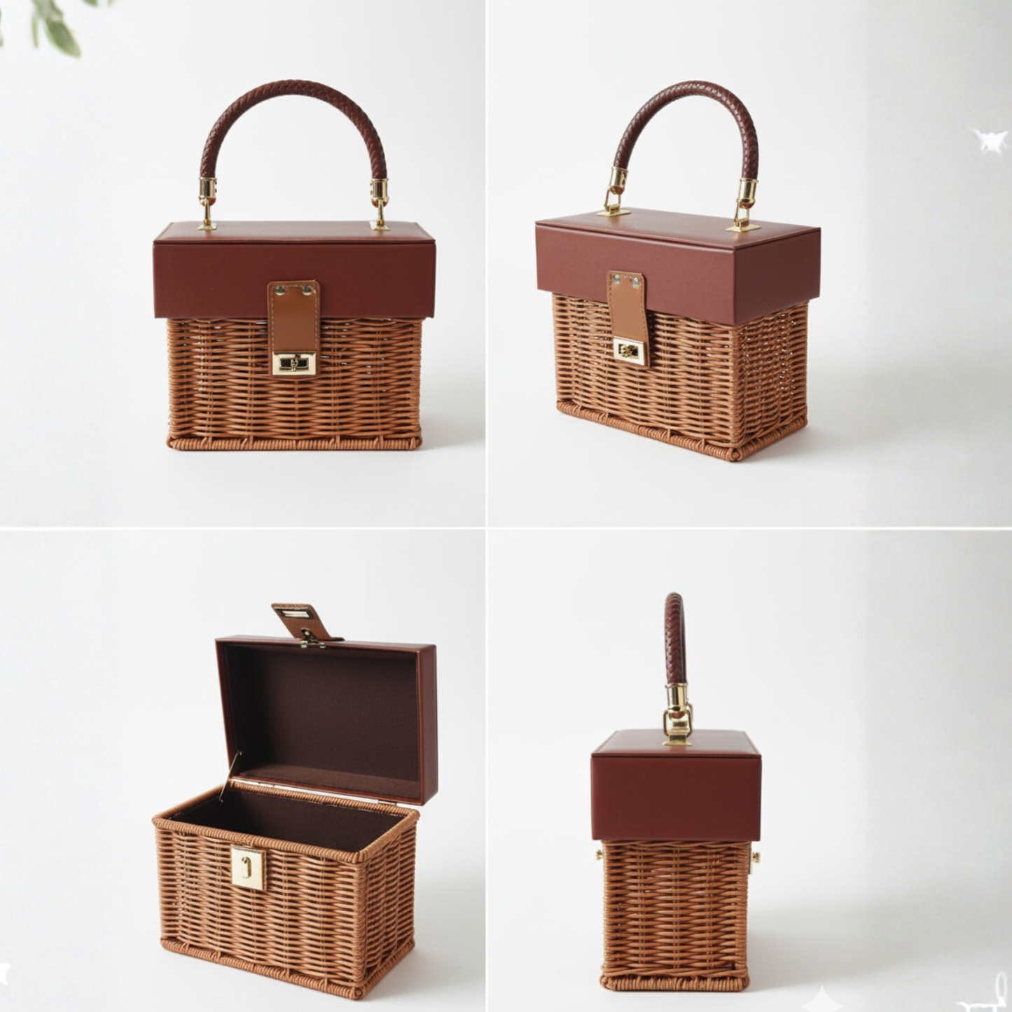 Rattan Style Box with Lid - Pack of 4