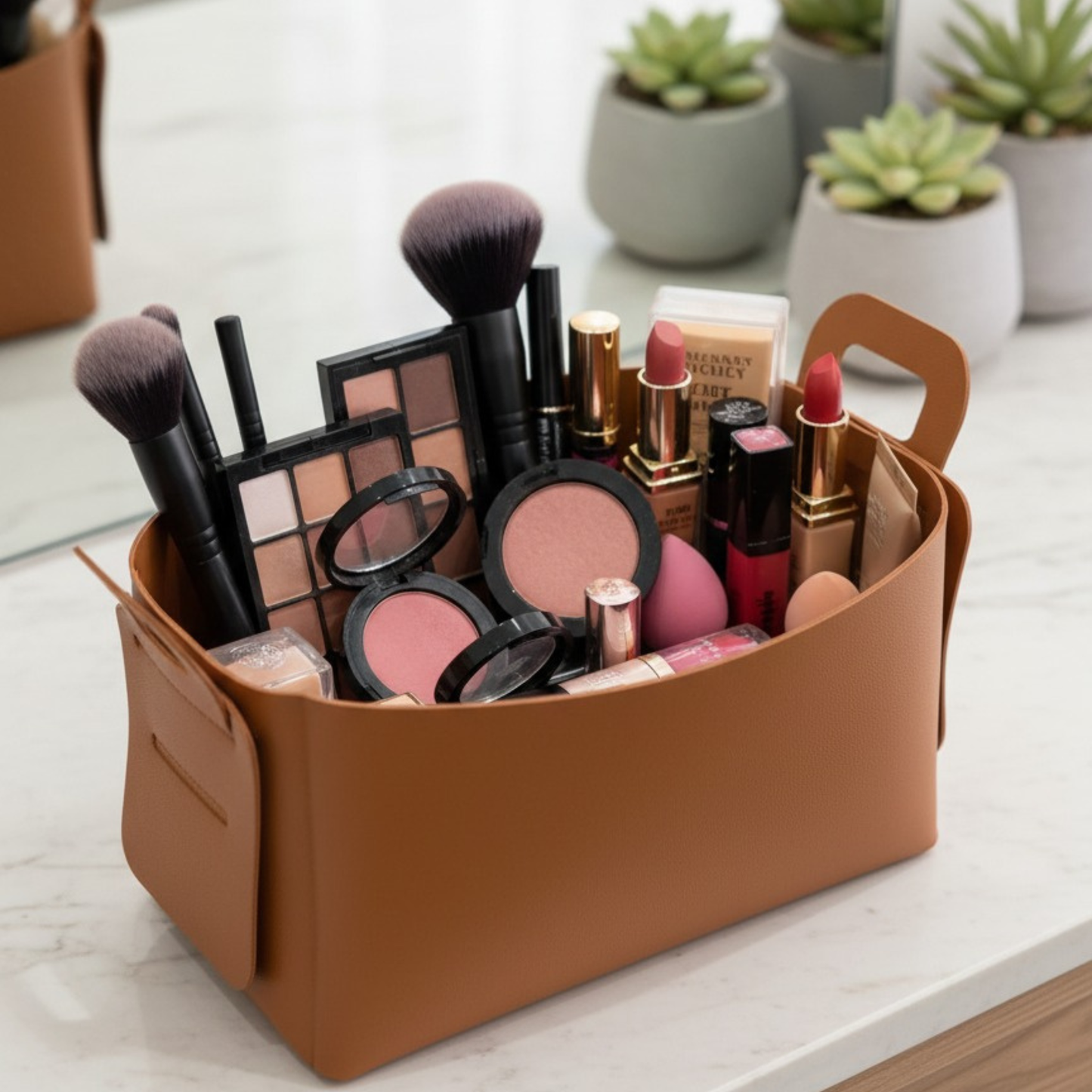 Leather Foldable Storage Basket - Pack of 6