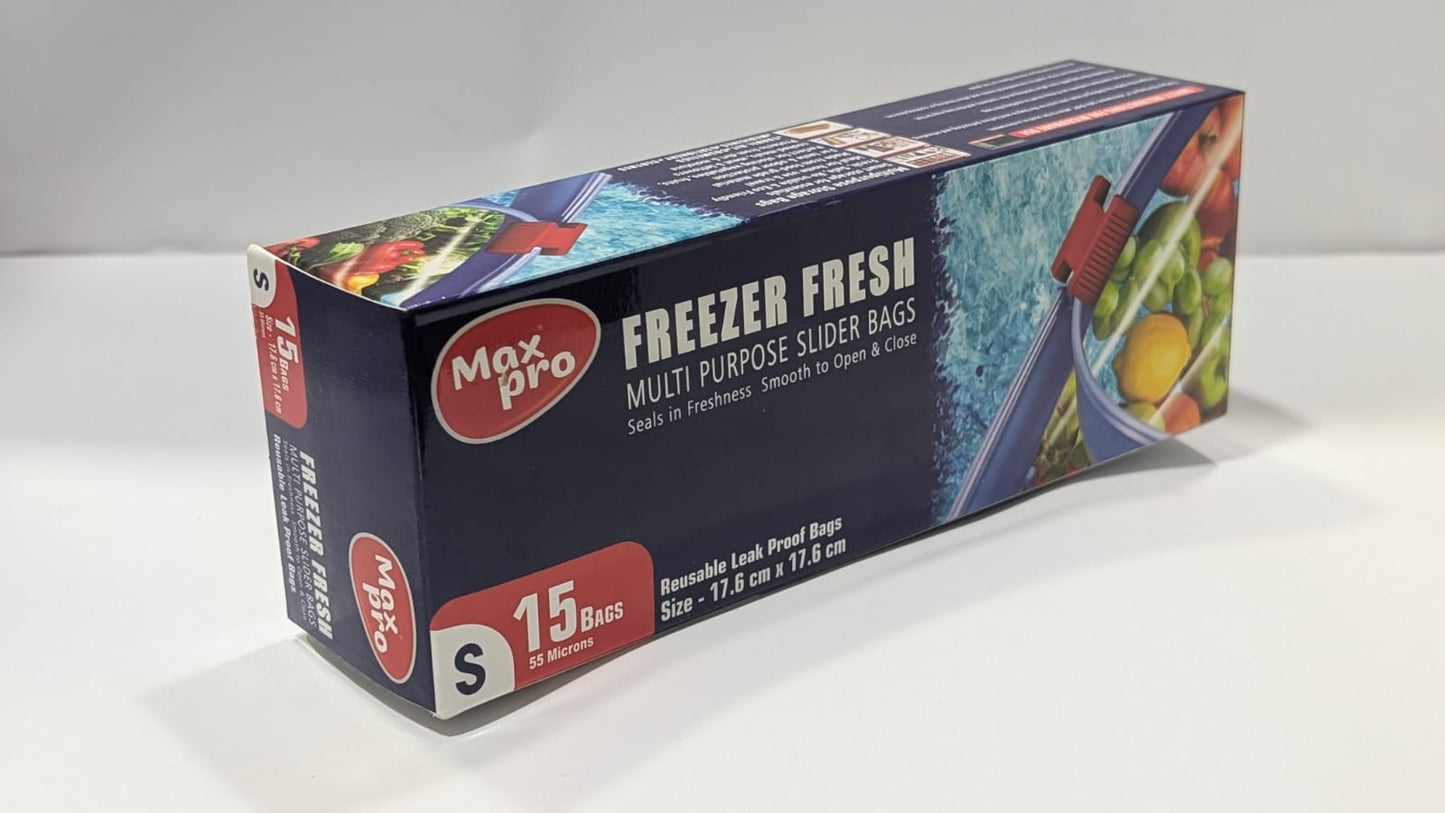 MaxPro Freezer Fresh Storage Slider Bags - Small (Carton of 50)