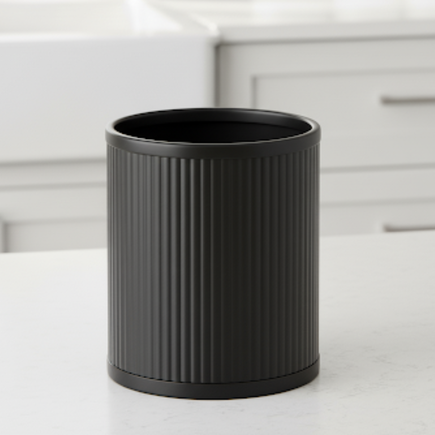 Pack of 6 Plastic Waste Bins - Ribbed Design
