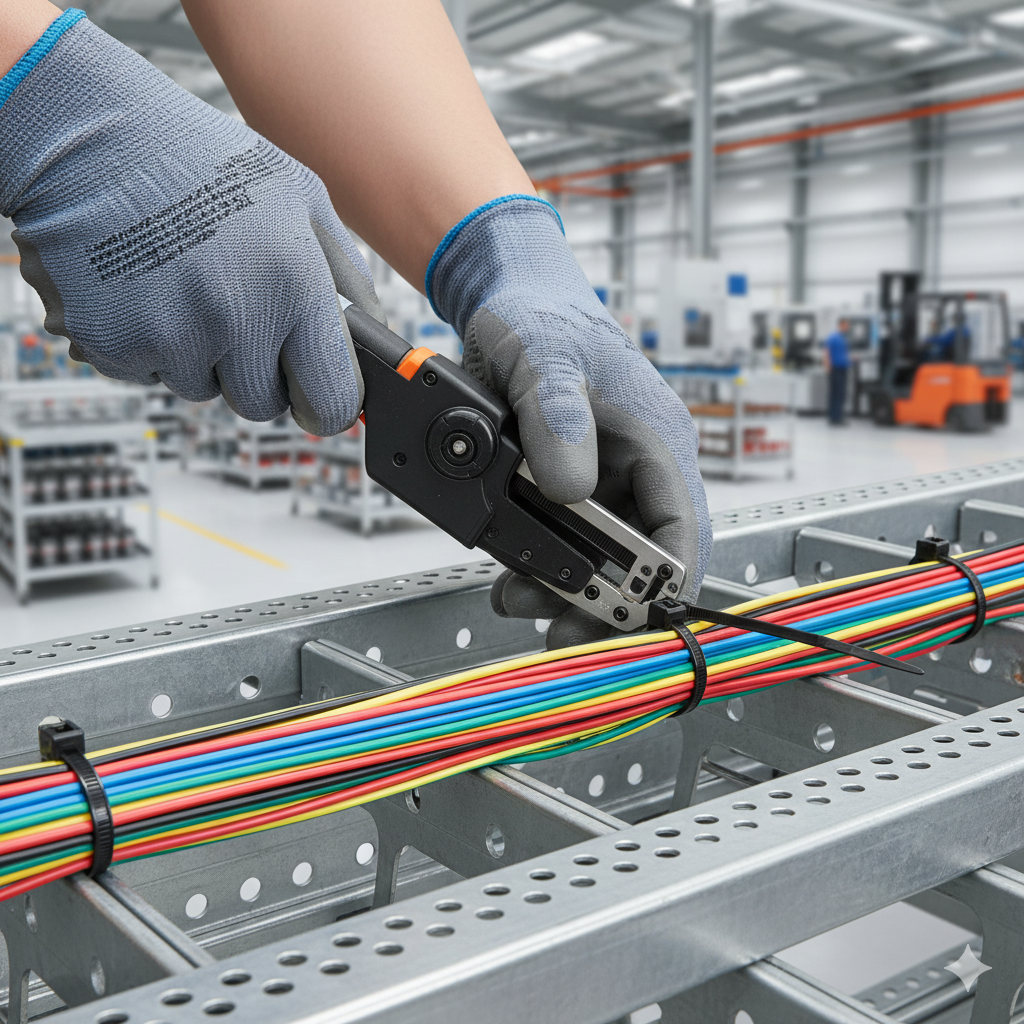 2 nylon cable ties around a bunch of wires