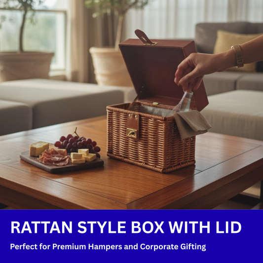 Rattan Style Box with Lid - Pack of 4