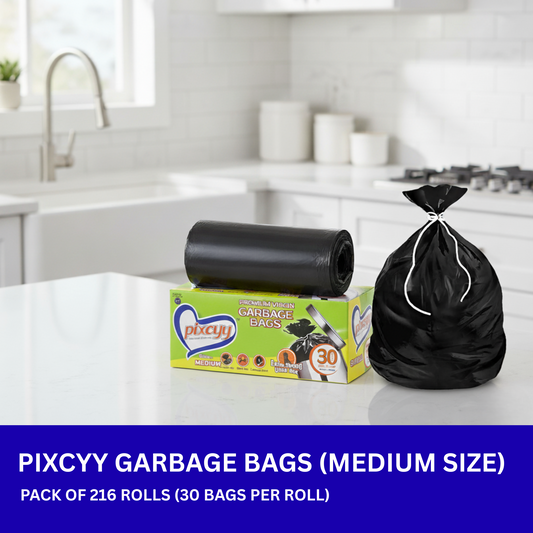 Pixcyy Premium Garbage Bags - Medium Size (Pack of 216 Rolls)