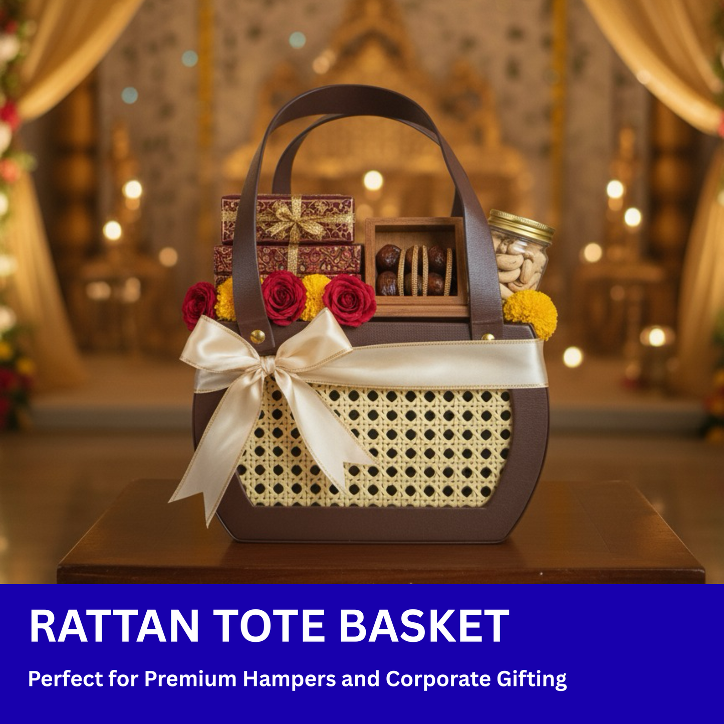 Rattan Tote Basket - Pack of 4