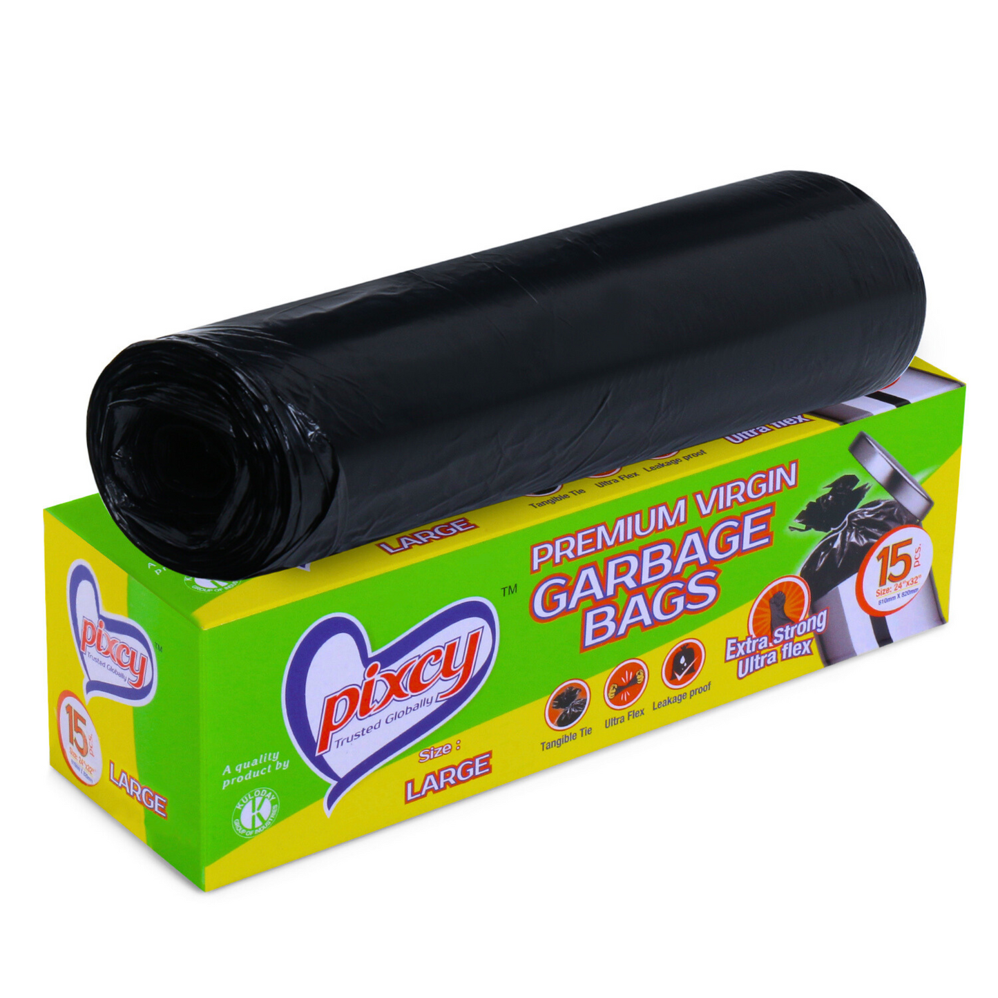 Pixcyy Premium Garbage Bags -  Large Size (Pack of 192 Rolls)