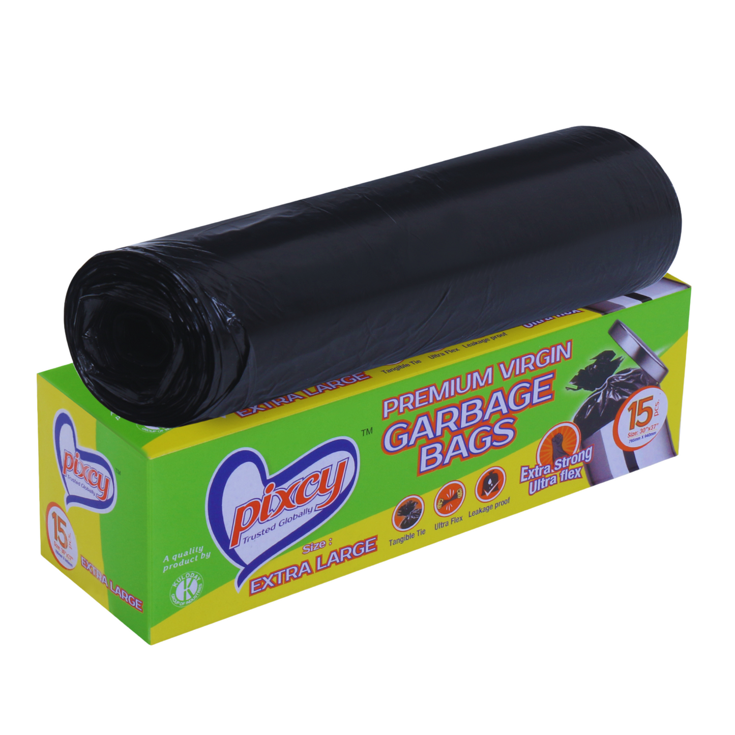 Pixcyy Premium Garbage Bags -  Extra Large Size (Pack of 72  Rolls)