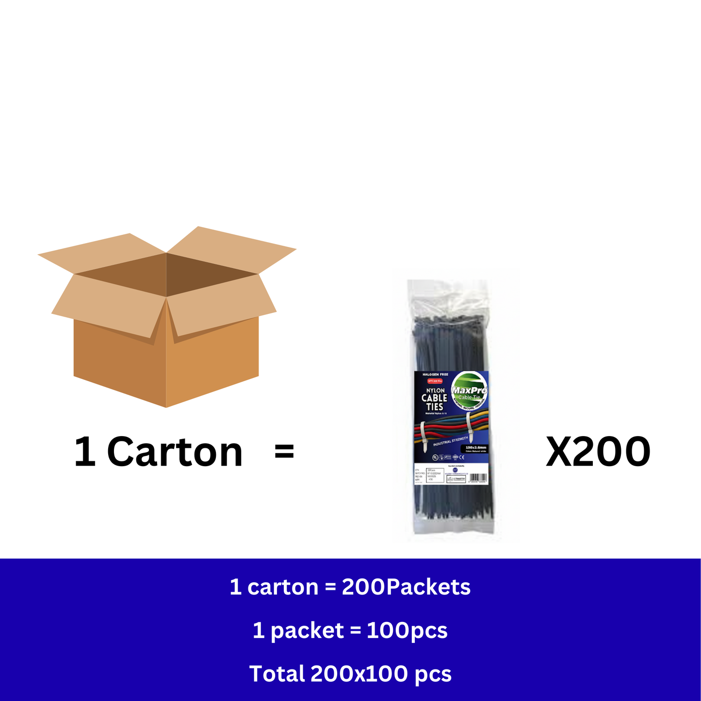 Nylon Cable Ties 200mm x 3.6mm