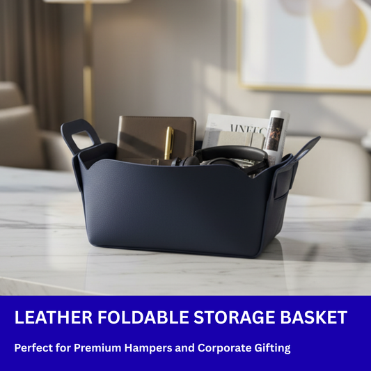 Leather Foldable Storage Basket - Pack of 6