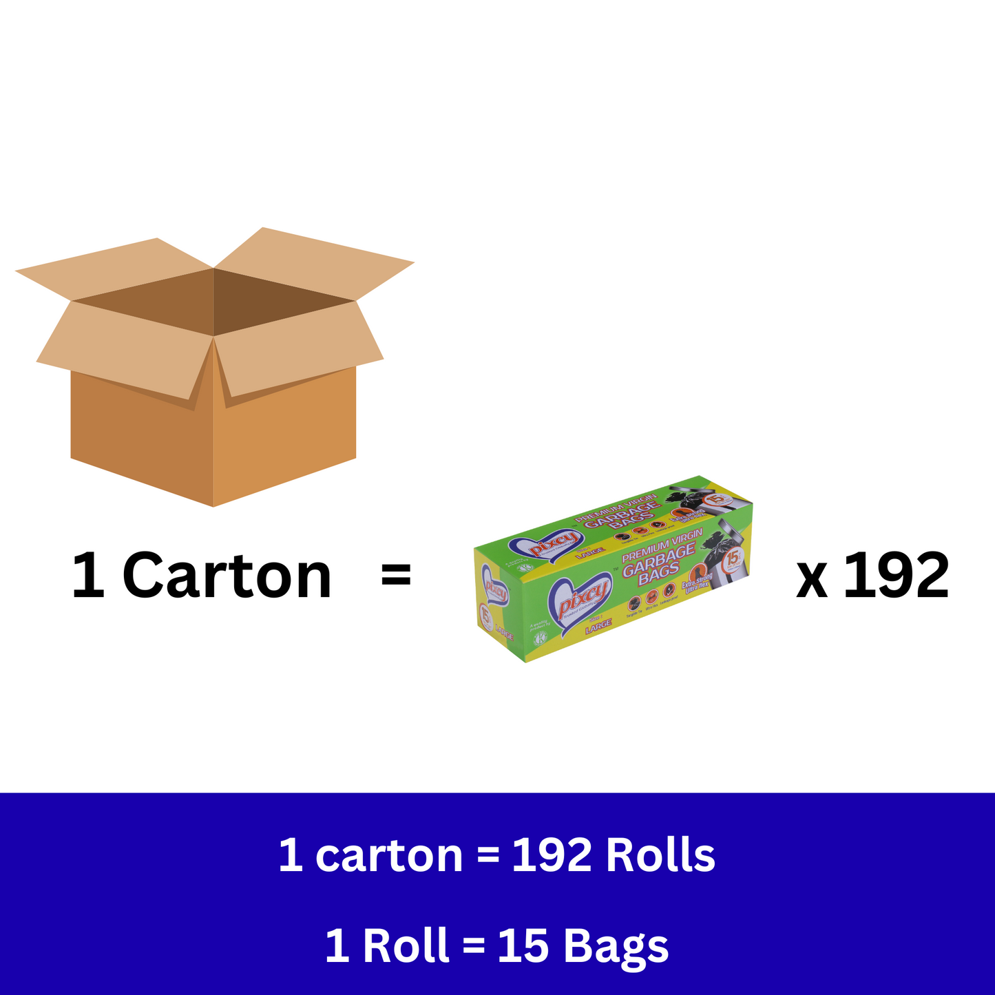 Pixcyy Premium Garbage Bags -  Large Size (Pack of 192 Rolls)