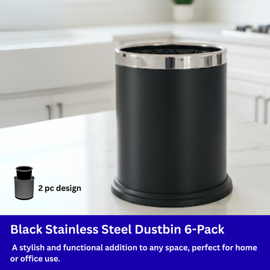 Pack of 6 Stainless Steel Bins