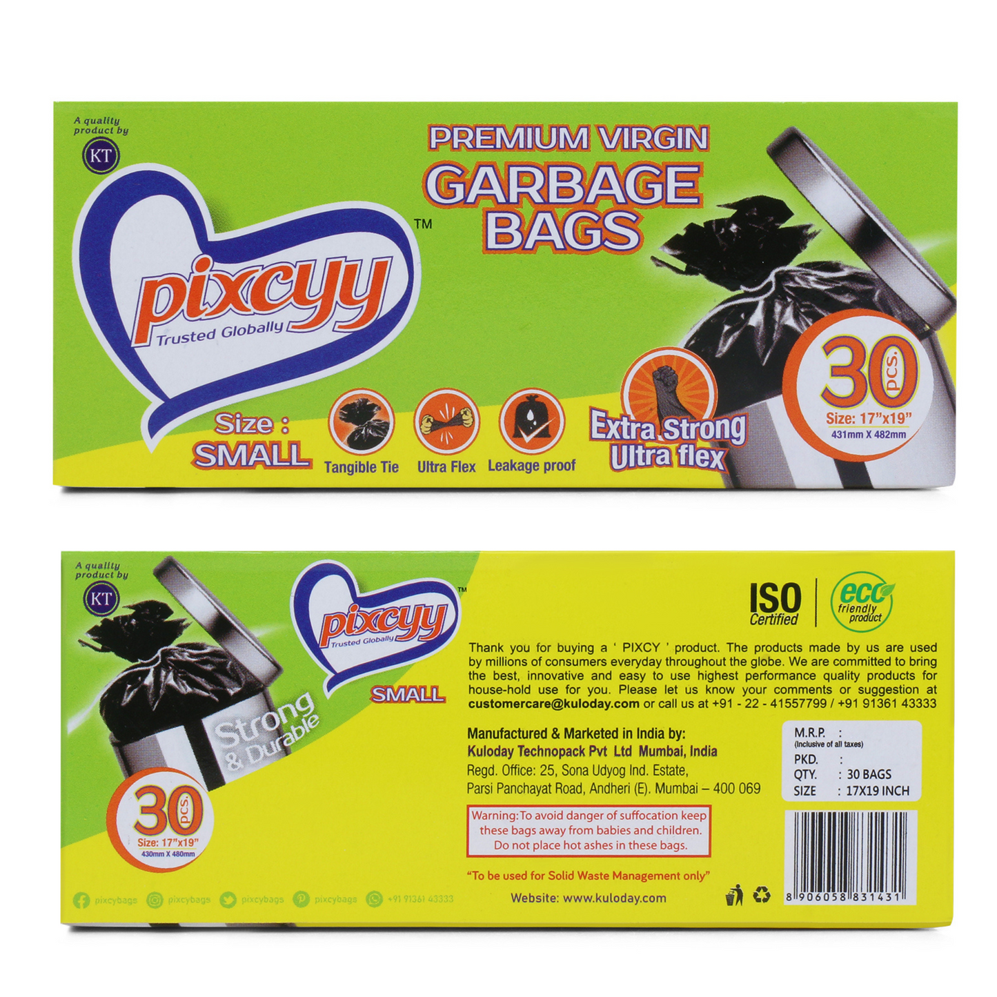 Pixcyy Premium Garbage Bags - Small Size (Pack of 216 Rolls)