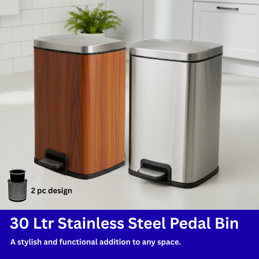 Stainless Steel Pedal Bin - 30L
