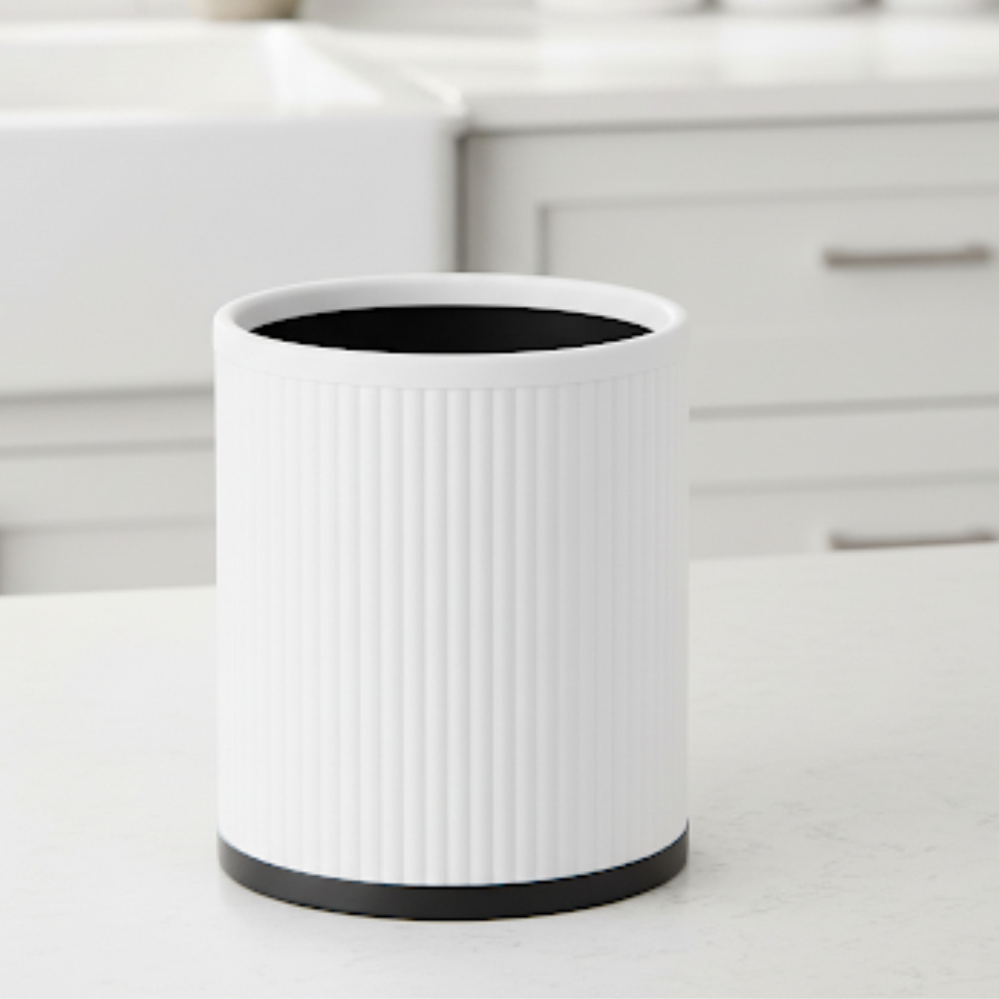 Pack of 6 Plastic Waste Bins - Ribbed Design
